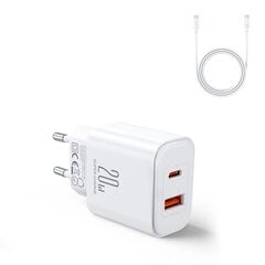 EU Joyroom JR-TCF05 20W USB-A USB-C charger + USB-C cable - white цена и информация | Зарядные устройства для телефонов | hansapost.ee