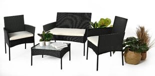 4-х частей садовый мебельный комплект, черный цена и информация | Комплекты уличной мебели | hansapost.ee