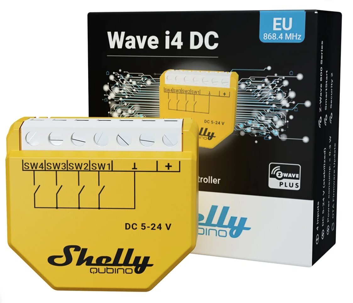 Digitaalse sisendi kontroller Wifi Shelly Qubino Wave i4 DC hind ja info | Valvesüsteemid, kontrollerid | hansapost.ee