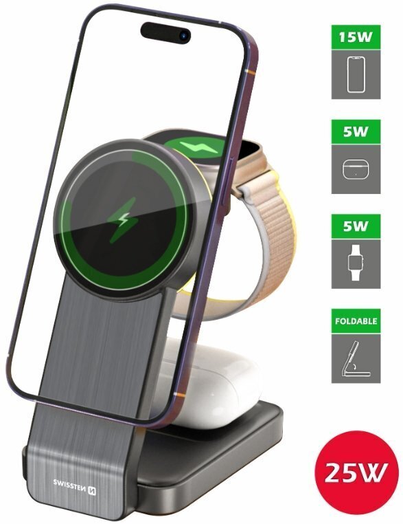 Swissten Mag Wireless 3in1 hind ja info | Laadijad mobiiltelefonidele | hansapost.ee