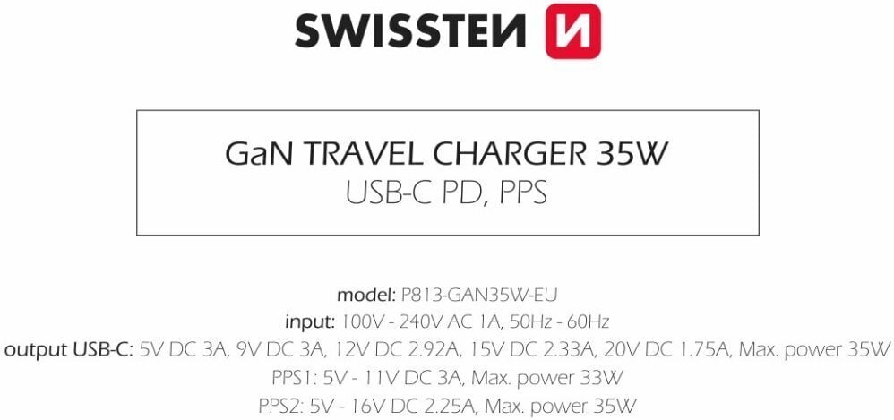 Swissten Travel GaN hind ja info | Laadijad mobiiltelefonidele | hansapost.ee