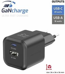 Swissten 3арядное устройство GaN USB-C 20W PD / USB-A 18W QC цена и информация | Зарядные устройства для телефонов | hansapost.ee