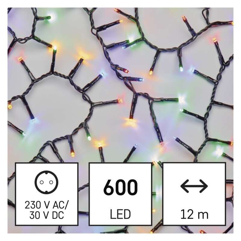 Mitmevärviline jõulutulede valguskett 600 LED Cluster, 12 m цена и информация | Jõulutuled | hansapost.ee