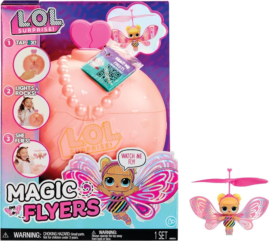 Lendav nukk LOL Surprise! Magic Flyers - Flutter Star, heleroosa hind ja info | Mänguasjad tüdrukutele | hansapost.ee