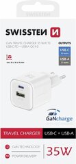 Swissten 3арядное устройство GaN USB-C 20W PD / USB-A 18W Q цена и информация | Зарядные устройства для телефонов | hansapost.ee