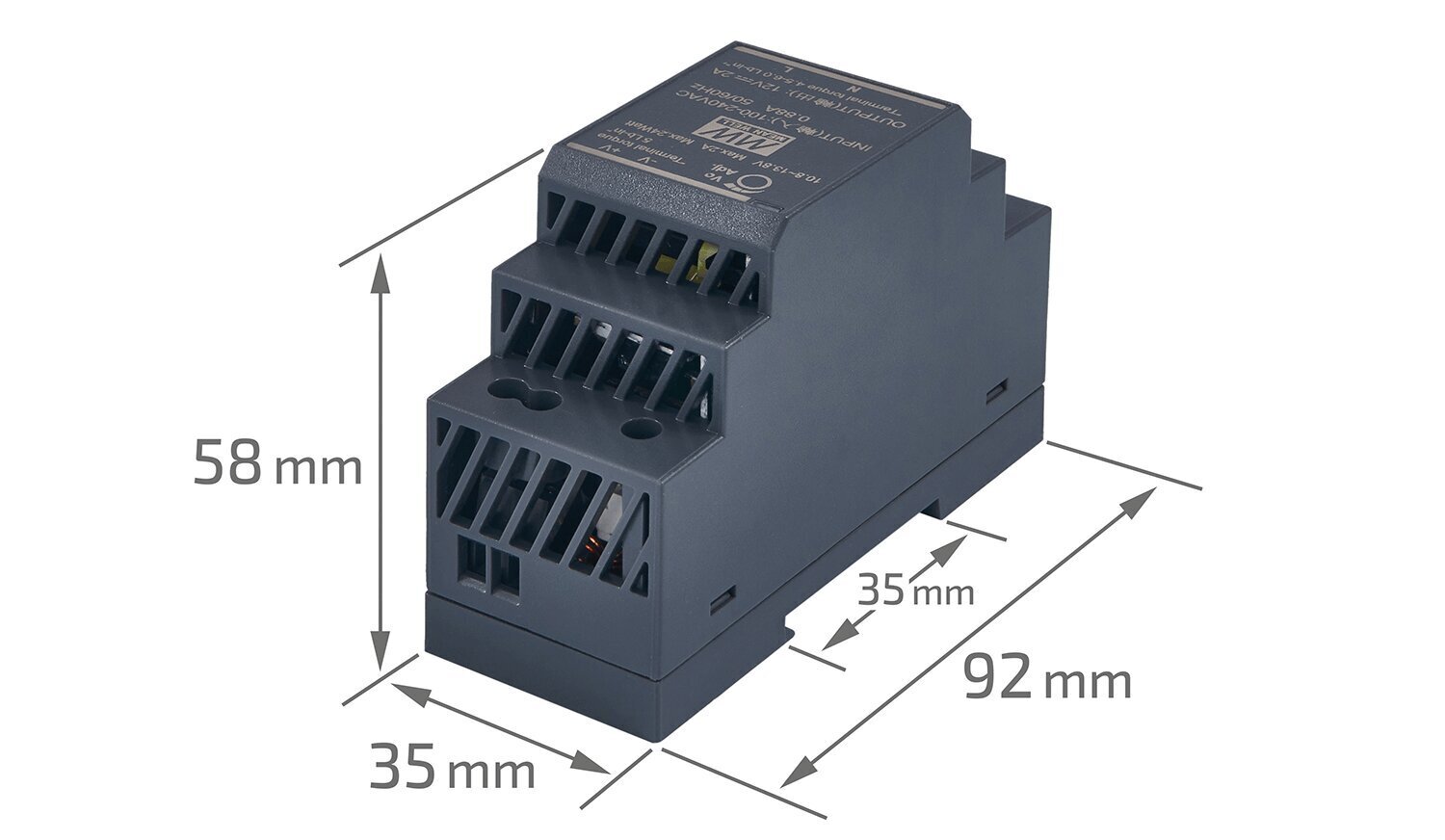 Mean Well toiteallikas DIN siinil 12V 30W 2A IP20 цена и информация | Toiteallikad ja toiteplokid | hansapost.ee