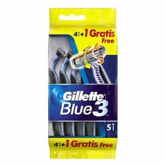 Ühekordne pardel Gillette Blue3, 4+1 tk hind ja info | Raseerimisvahendid | hansapost.ee