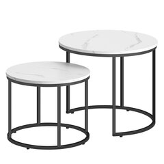 Набор из 2-х кофейных столиков Leobert, белый/черный цена и информация | Журнальные столики | hansapost.ee