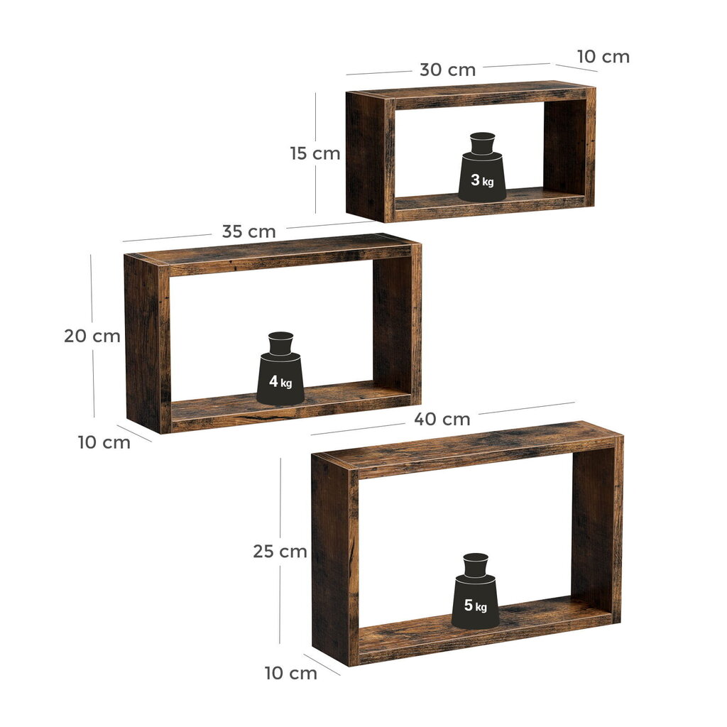 Riiulite komplekt 3-osaline Oskar, pruun price and information | Riiulid | hansapost.ee