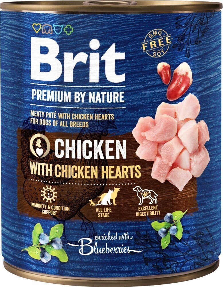 "Brit Premium By Nature" kana- ja südamekonserv 800g цена и информация | Koerakonservid | hansapost.ee