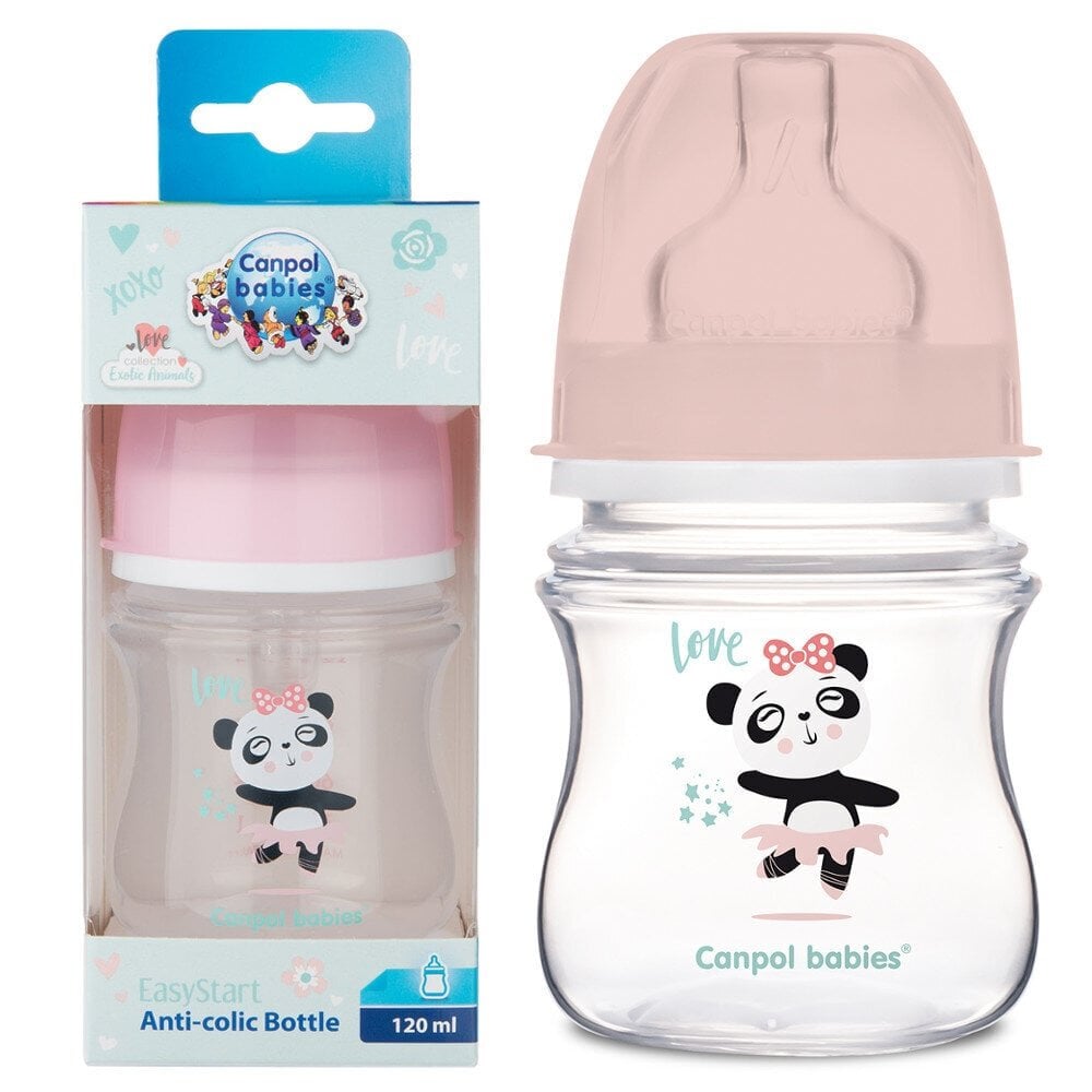 Lutipudel Canpol Babies EasyStart Exotic Animals Wide Bottle Anti-colic 120 ml hind ja info | Lutipudelid ja tarvikud | hansapost.ee