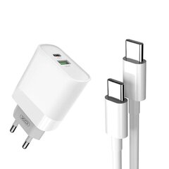 Seinalaadija + USB-C kaabel XO L64 20W, QC3.0, PD (valge) цена и информация | Зарядные устройства для телефонов | hansapost.ee