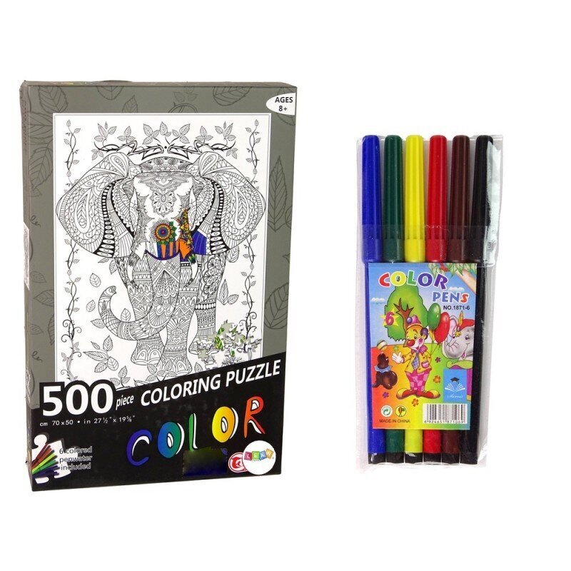 Värvimispusle Lean Toys viltpliiatsidega, 500 tk hind ja info | Pusled lastele ja täiskasvanutele | hansapost.ee