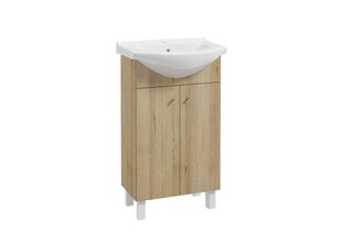 Шкафчик для ванной Luka Deftrans с раковиной Torrent 50 см, дуб цена и информация | Шкафчики для ванной | hansapost.ee