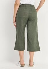 Женские льняные брюки Cellbes 3/4 LO, цвета хаки цена и информация | Расклешенные брюки | hansapost.ee