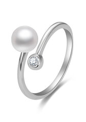 Beneto Avatud hõbesõrmus ehtsa pärli ja tsirkooniga AGG469P hind ja info | Sõrmused | hansapost.ee