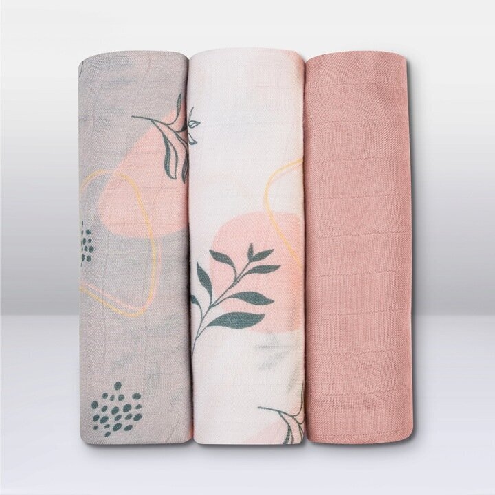 Mähkmed Lionelo Bamboo set, roosa/roheline, 70x70 cm, 3 tk. цена и информация | Mähkimislinad ja mähkimisalused | hansapost.ee