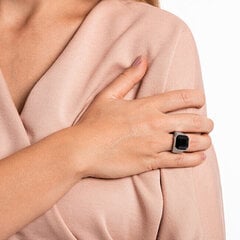 Troli Массивное стальное кольцо с черным кристаллом. цена и информация | Кольцо | hansapost.ee