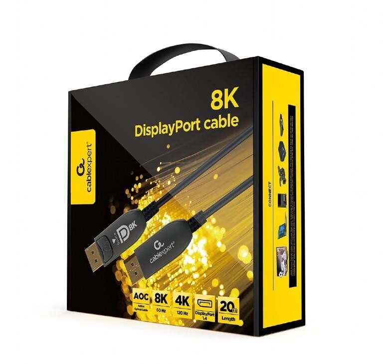 Kaabli kuvaport Gembird aoc/prem cc-dp8k-aoc-20m, 20m цена и информация | Juhtmed ja kaablid | hansapost.ee