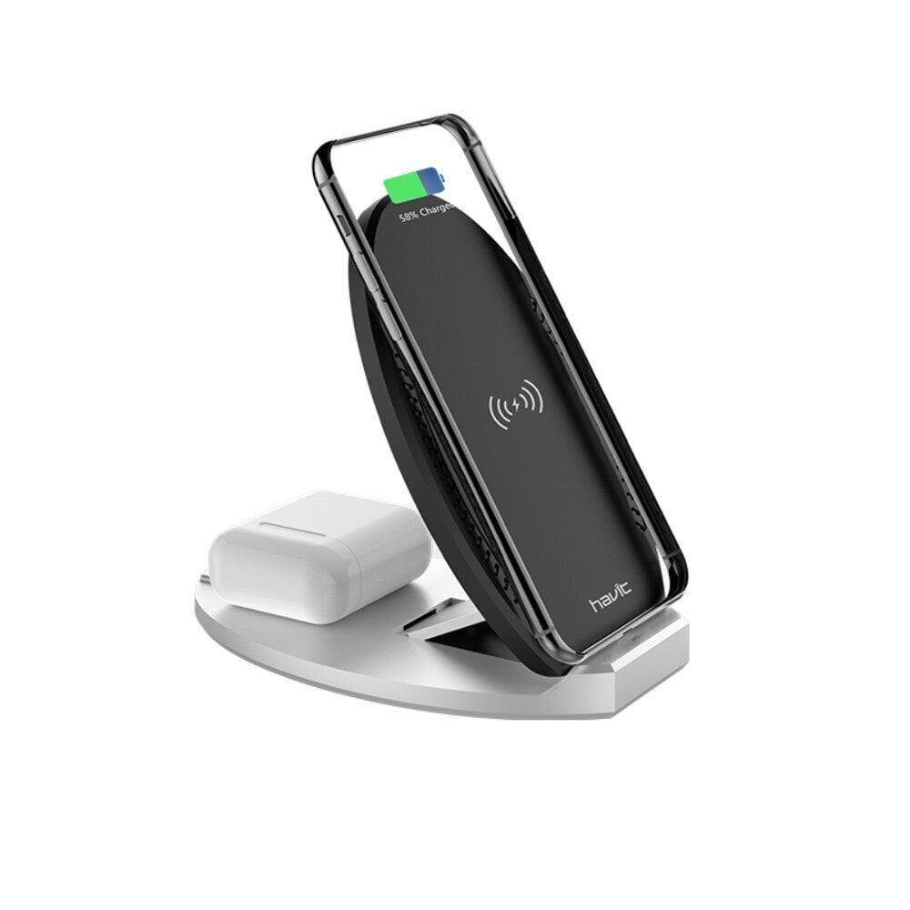 HAVIT wireless charger W3005 2w1 10W black цена и информация | Laadijad mobiiltelefonidele | hansapost.ee