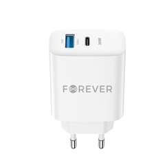 Forever TC-07-30AC PD QC зарядное устройство 1x USB-C 1x USB 30 Вт белый цена и информация | Зарядные устройства для телефонов | hansapost.ee