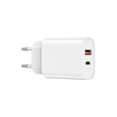 WIWU wall charger Wi-U002 PD + QC 20W 1x USB 1x USB-C white цена и информация | Зарядные устройства для телефонов | hansapost.ee