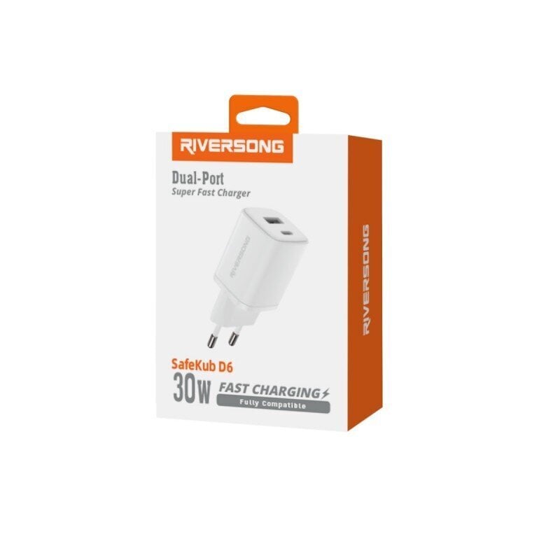Riversong SafeKub D6 1x USB 1x USB-C 30W, AD28 цена и информация | Laadijad mobiiltelefonidele | hansapost.ee