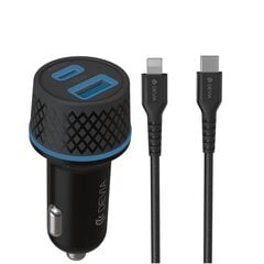 Devia car charger Extreme PD QC 1x USB-C 1x USB 52,5W black + USB-C - Lightning cable цена и информация | Зарядные устройства для телефонов | hansapost.ee