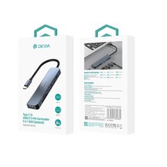 Devia adapter HUB 5in1 USB-C 3.1 to 3x USB 3.0 + SD|TF + PD deep gray цена и информация | Адаптеры и USB-hub | hansapost.ee