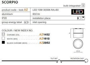 Azzardo потолочный светильник Scorpio Chrome цена и информация | Потолочные светильники | hansapost.ee