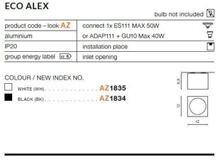 Azzardo laevalgusti AZ1834 Eco Alex hind ja info | Laelambid | hansapost.ee