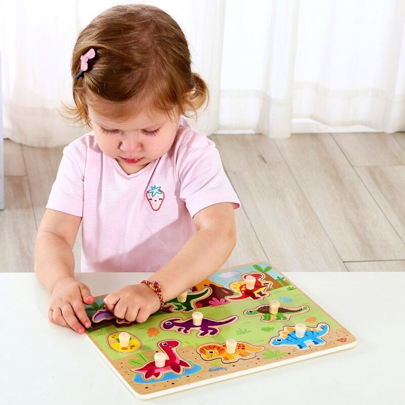TOOKY TOY Puidust Montessori pusle, dinosauruste kuju цена и информация | Beebide mänguasjad | hansapost.ee