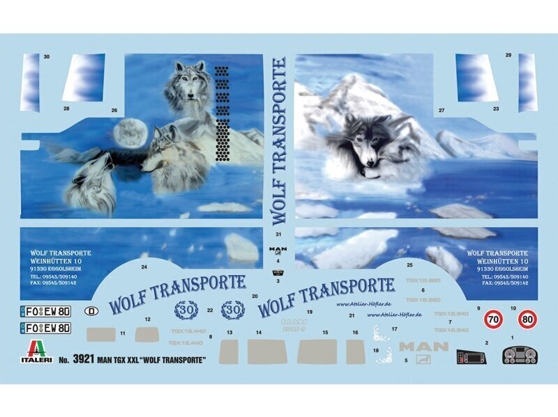Konstruktor Italeri - Man TGX XXL Wolf Transporte, 1/24, 3921 цена и информация | Klotsid ja konstruktorid | hansapost.ee