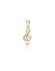 Позолоченный кулон с цирконами Beneto Скрипичный ключ AGH591-GOLD цена и информация | Украшение на шею | hansapost.ee