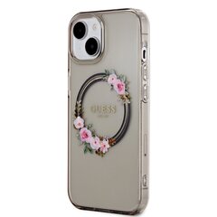 Guess PC|TPU Flowers Ring Glossy Logo MagSafe Case for iPhone 15 Pro Transparent цена и информация | Чехлы для телефонов | hansapost.ee