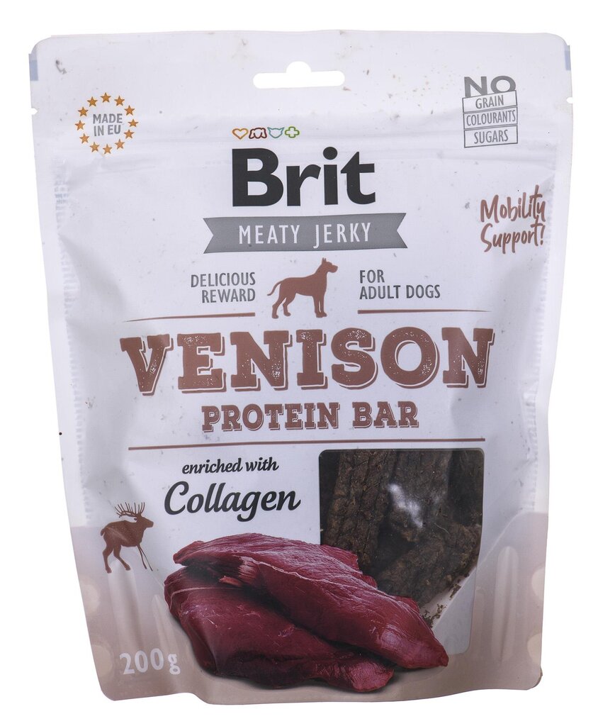 Brit Jerky Venison Protein Bar hirvelihaga, 200 g hind ja info | Koerte maiused | hansapost.ee