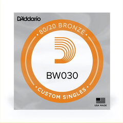 Струна для акустической гитары D'Addario Single 80/20 Bronze 0.030 BW030 цена и информация | Принадлежности для музыкальных инструментов | hansapost.ee