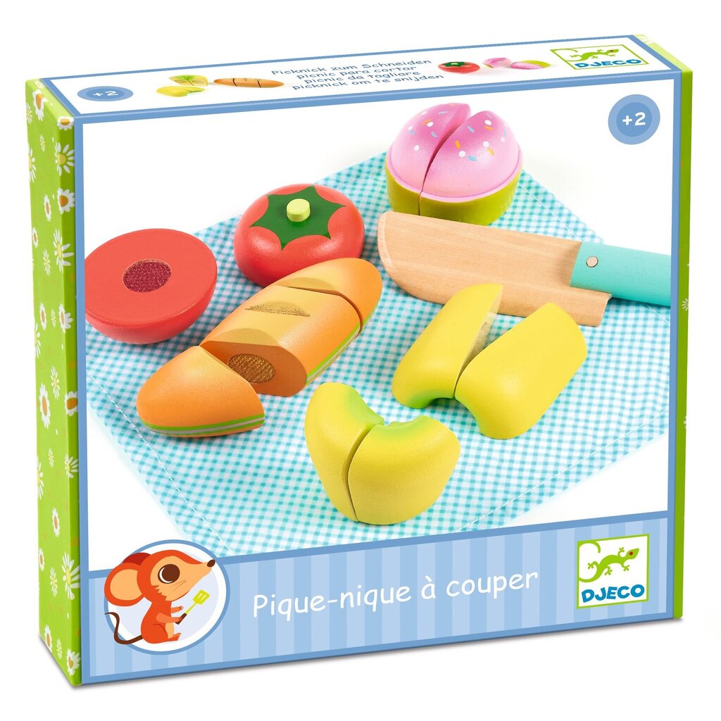 Puidust lõikamise toidukomplekt - Piknik, Djeco DJ05511 цена и информация | Beebide mänguasjad | hansapost.ee