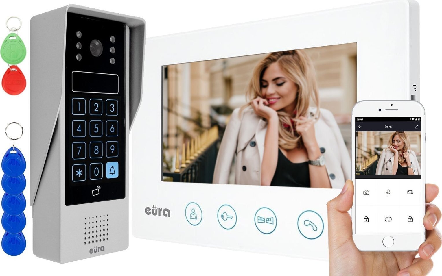 Video sisenemistelefon Eura VDP-90A3 Delta + valge Tuya monitor цена и информация | Fonolukud | hansapost.ee