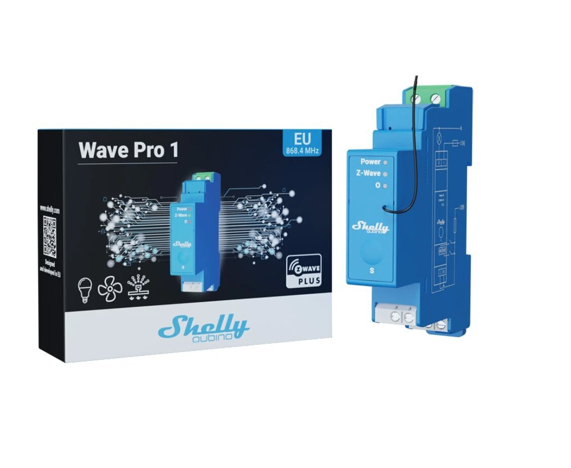 Nutikas relee Wi-Fi/Bluetooth/LAN Shelly Qubino Wave Pro 1 цена и информация | Valvesüsteemid, kontrollerid | hansapost.ee