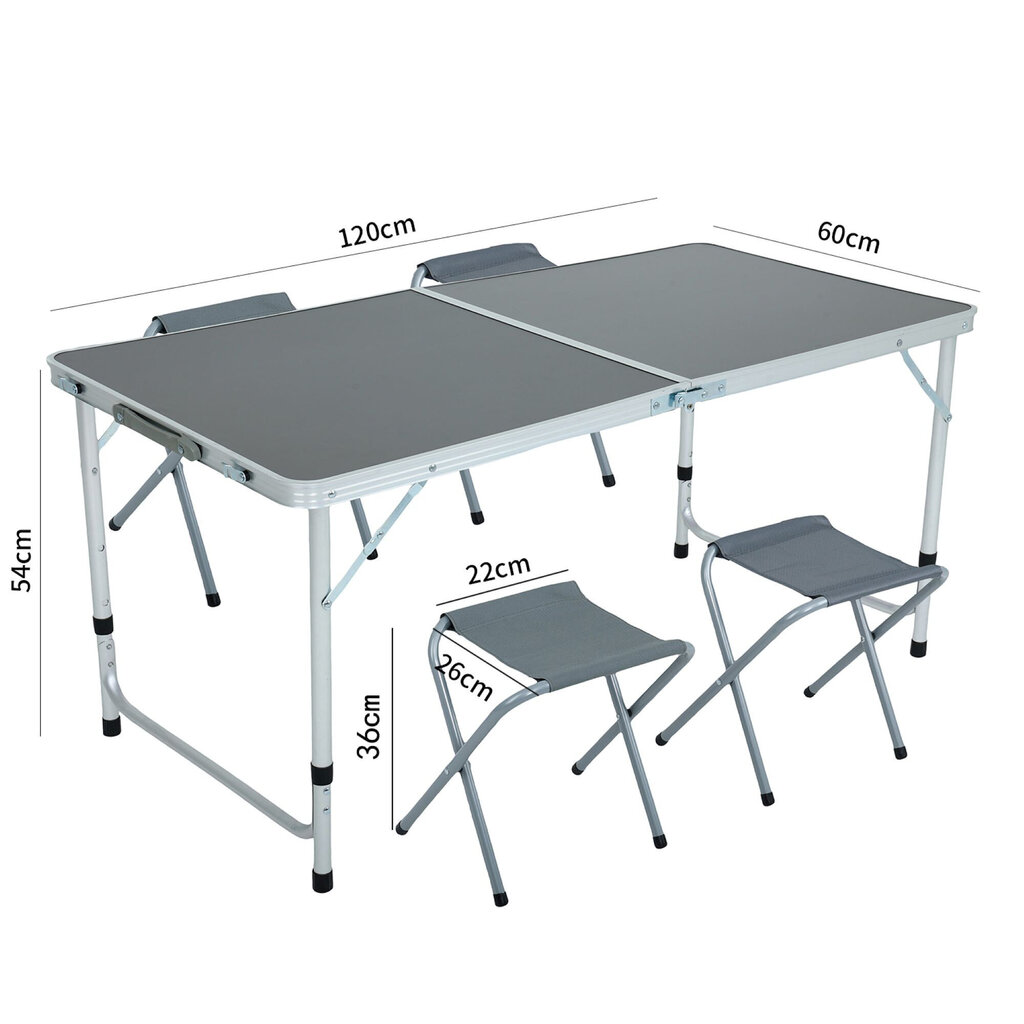 Laua ja toolide komplekt Agis, hall цена и информация | Matkamööbel | hansapost.ee