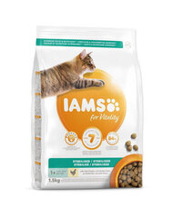Iams for Vitality для стерилизованных кошек с курицей, 1,5 кг цена и информация | Сухой корм для кошек | hansapost.ee