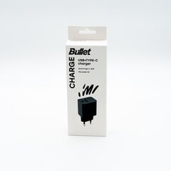 „Bullet“ kelioninis įkroviklis USB+USB-C цена и информация | Зарядные устройства для телефонов | hansapost.ee