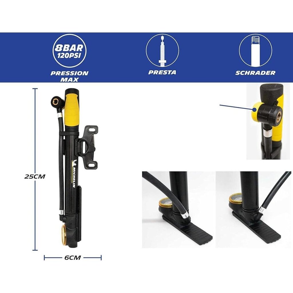 R0ehvipump Michelin, must/kollane hind ja info | Rattapumbad | hansapost.ee