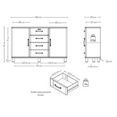 Комод Tenzo Aatrium, 146x41x92 см, белый цена и информация | Комоды | hansapost.ee