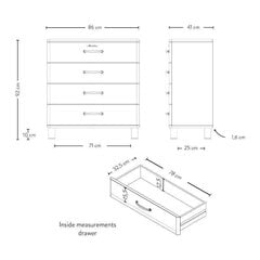 Комод Aatrium Malibu, 86x41x92 см, белый цена и информация | Комоды | hansapost.ee