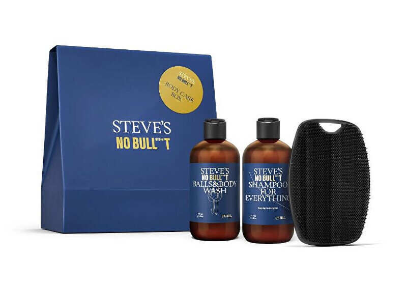 Kehahoolduskomplekt Steve's No Bull***t Body Care Box meestele: šampoon Shampoo for Everything, 250 ml + dušigeel Balls &amp; Body Wash, 250 ml + pesukäsn hind ja info | Dušigeelid, õlid | hansapost.ee