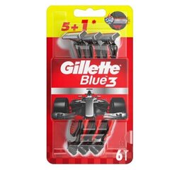 Одноразовые бритвы Gillette Blue3 Red &amp; White, 6 шт. цена и информация | Средства для бритья | hansapost.ee