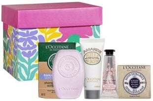Kosmeetikakomplekt L'Occitane Doux Gift Set: tahke šampoon, 60 g + kätekreem, 10 ml + kehakreem, 20 ml + seep, 50 g hind ja info | Kehakreemid, kehaõlid ja losjoonid | hansapost.ee