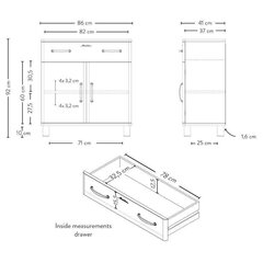 Комод Aatrium Malibu, 86x41x92 см, черный цена и информация | Комоды | hansapost.ee